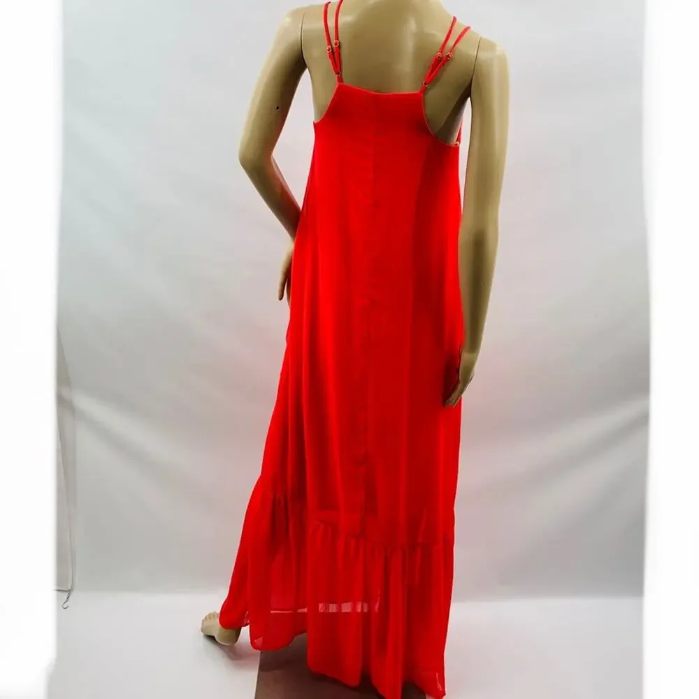 Gianni Bini Coral Peplum Hem Maxi Dress - Picture 8 of 12